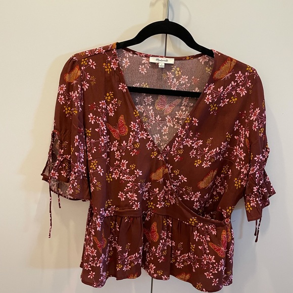 Madewell Peplum Wrap Short-sleeved Blouse - Picture 2 of 7